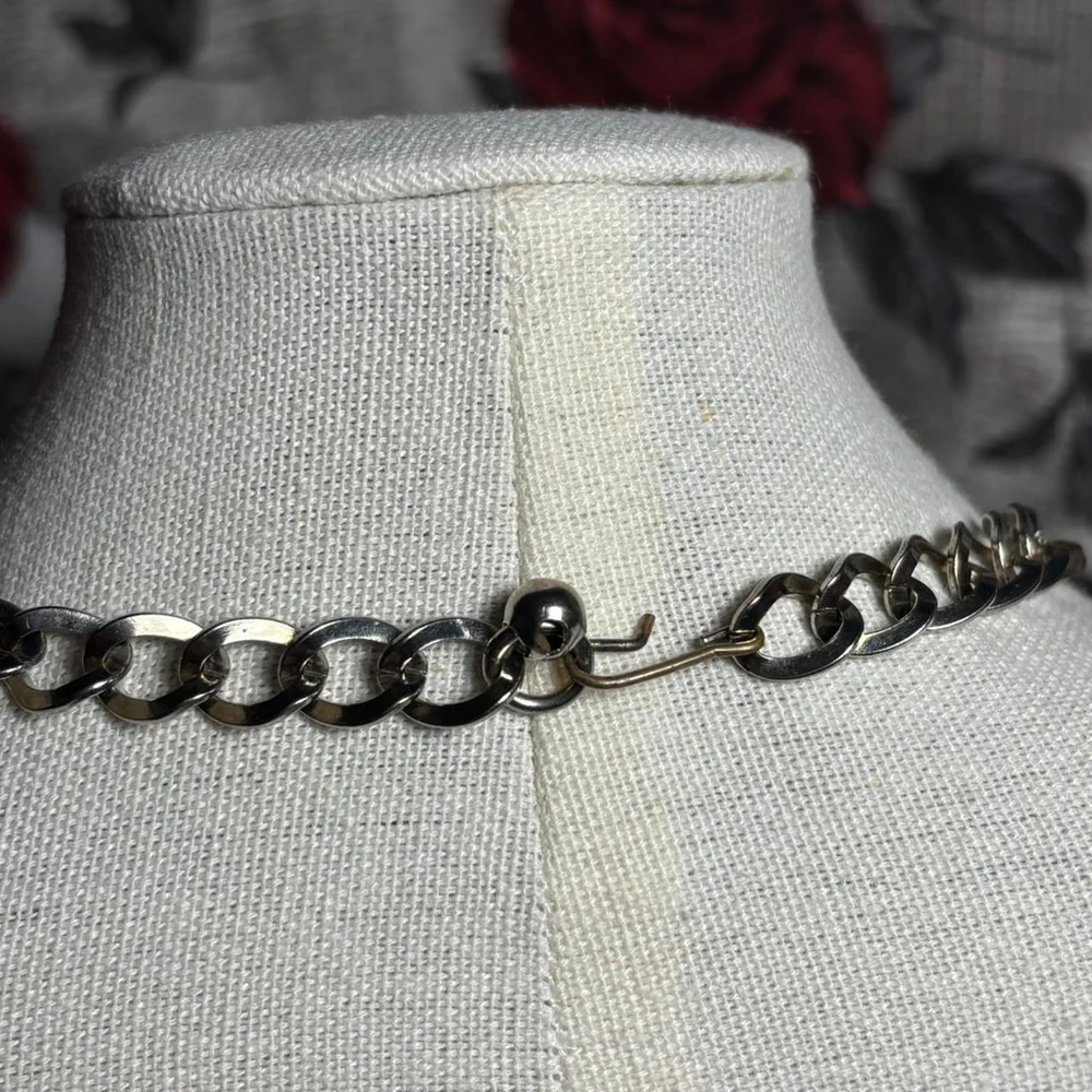 Vintage 1950's silver-toned bracelet and choker set with light blue rhinestones